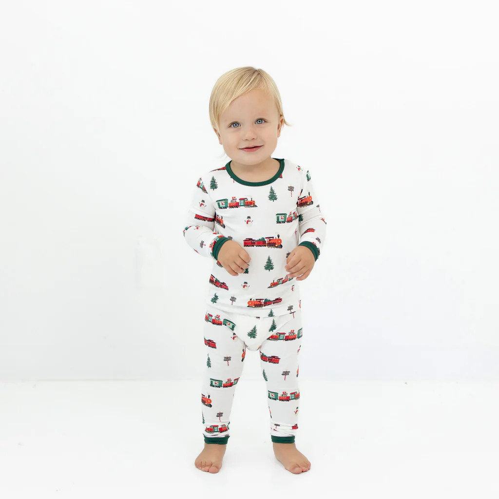 Long Sleeve Pajamas in Holiday Train | Kyte BABY