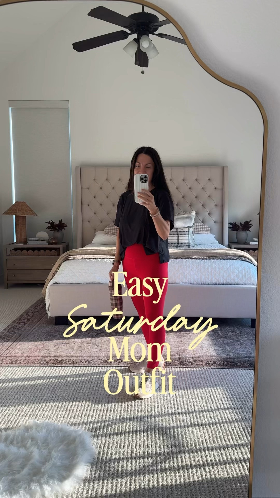 Easy Saturday mom outfit for coffee runs, errands, school activities and everything in between. This comfy fall athleisure outfit is one of those easy mom uniform looks I’ll reach for over and over—bright red leggings with a relaxed black tee, everyday sneakers and a denim jacket when I need an extra layer. If you’re looking for casual fall outfit ideas, petite-friendly athleisure, comfortable mom outfits, weekend outfits, coffee run outfits or an easy errands outfit, fall outfit over 50, these are the kind of basics that make getting dressed so simple. Linking my leggings, tee, sneakers, denim jacket and tumbler!

#LTKOver40 #LTKootd #LTKvlog