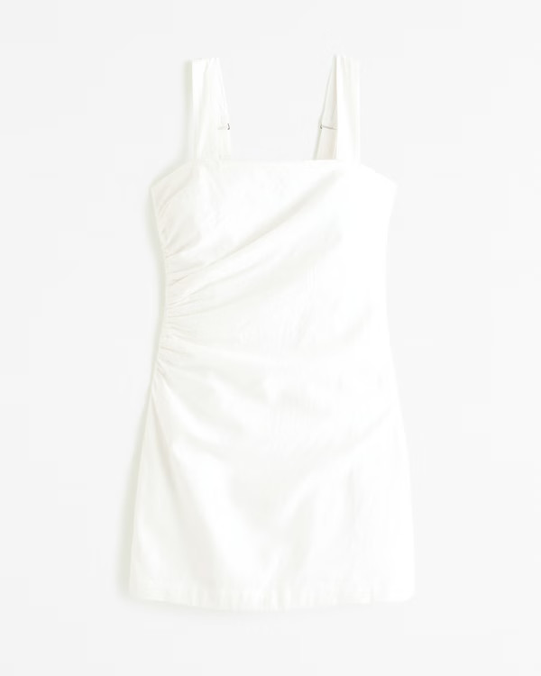 Linen-Blend Ruched Squareneck Mini Dress | Abercrombie & Fitch (US)