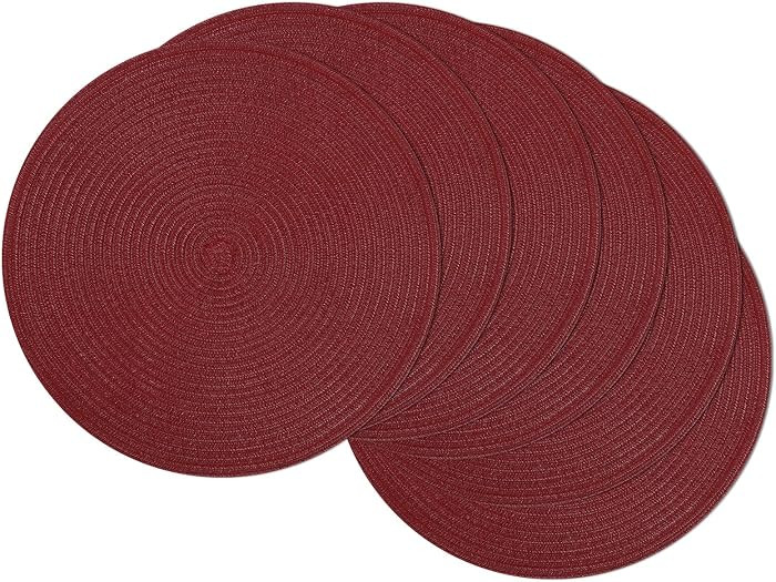 SHACOS Round Placemats Set of 6 for Dining Table 15 inch Round Braided Place Mats Washable Non Sl... | Amazon (US)