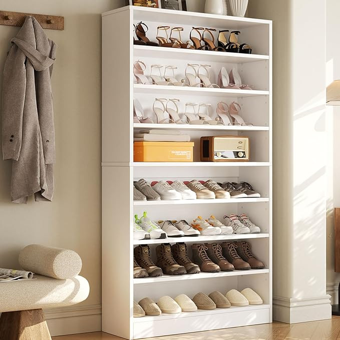 Homieasy Tall Shoe Cabinet, 9-Tier Shoe Storage Cabinet with Adjustable Shelves, Freestanding Woo... | Amazon (US)