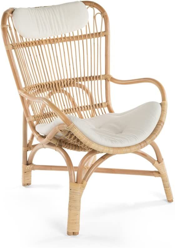 KOUBOO Rattan Loop Lounge Chair with Seat and Head Cushion, Natural Color, Large, | Amazon (US)