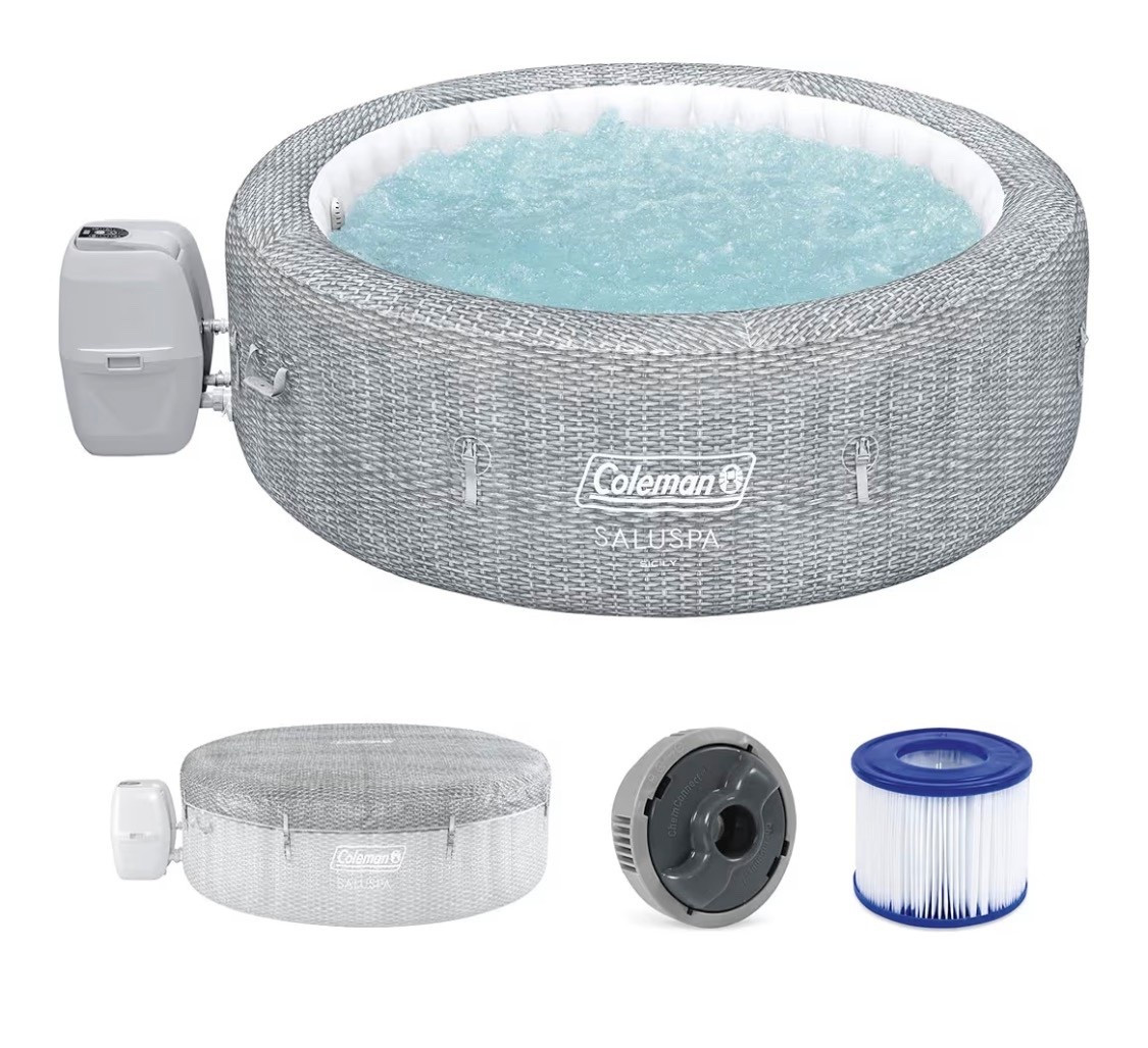 EnergySense insulated walls and cover are up to 40% more energy-efficient than similar hot tubs; MaxHold fabric internal beams provide superior air pressure retention, stability and lightweight portability; Tritech 3-layer external material offers superior durability and puncture resistance
CONTROL WITH YOUR SMARTPHONE: Compatible with the Bestway Connect app that allows you to control the temperature, timer, filter and AirJet massage system; Includes a multi-function pump, which also inflates the hot tub, controls the heat setting (up to 40ºC/104ºF), and runs the filtration system
STAYS UP ALL YEAR LONG: Freeze Shield protects the pump and liner from damage due to cold weather; The Power-Saving Timer allows you to control the temperature of the water up to 40 days in advance
PERFECT FOR 7 PEOPLE: