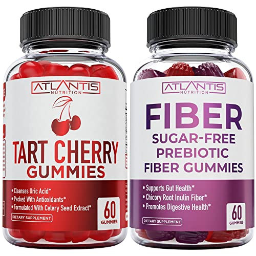 Atlantis Nutrition Tart Cherry 60 Gummies + Sugar Free Prebiotic Fiber Gummies for Adults 2-Pack (120 Gummies) | Amazon (US)