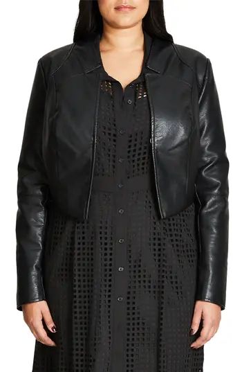 Plus Size Women's City Chic Sleek Faux Leather Bolero | Nordstrom
