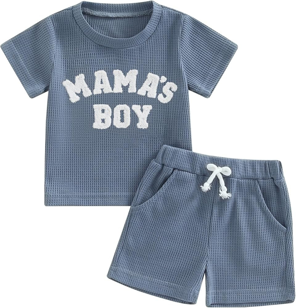 NZNDSHD Summer Baby Boy Clothes Short Sleeve Little Dude Mamas Boy Embroidered T-Shirt Tops Short... | Amazon (US)
