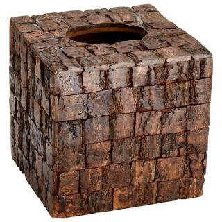 Mascot Hardware Wood Bark Tall Tissue Box Cover in Brown, Wooden | The Home Depot