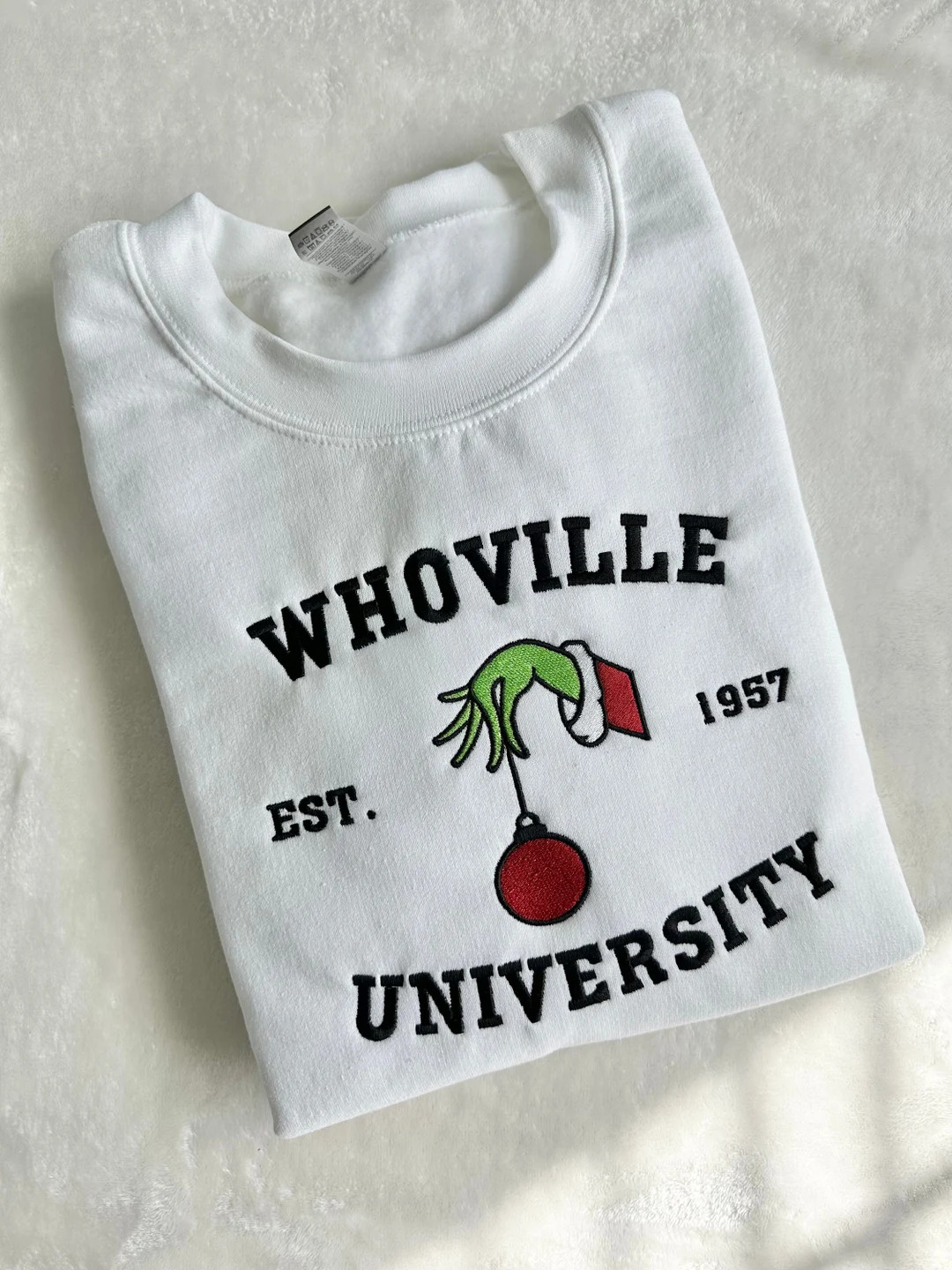 Whoville University Embroidered Christmas Sweatshirt - Etsy | Etsy (US)