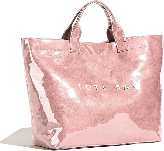 PVC Tote Bag for Women Waterproof Plastic Summer Tote Letter Print Hobo Handbag for Beach, Pool, ... | Amazon (US)