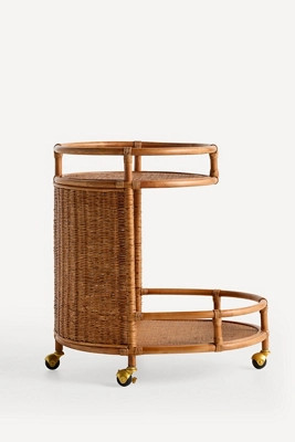Nalu Woven Rattan Bar Cart | Anthropologie (US)