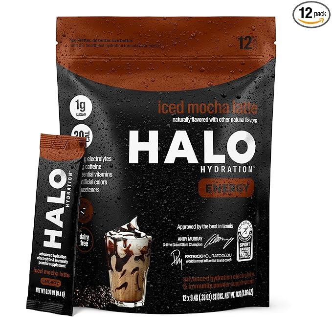 HALO Hydrating Iced Latte - Energy Drink Powder – Healthy Coffee Mix for Hydration with Electro... | Amazon (US)