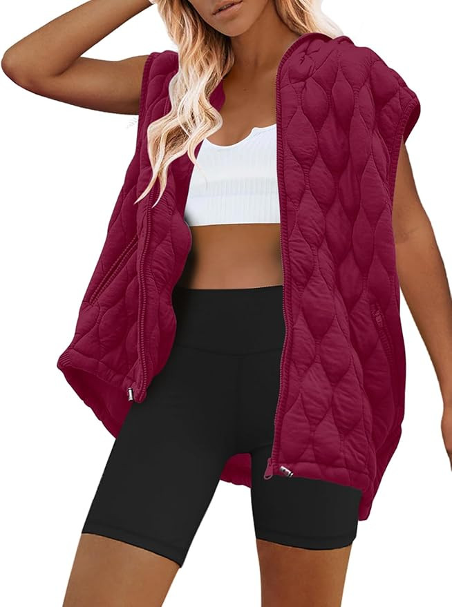 SENSERISE Womens Oversized Puffer Vest Sleeveless Quilted Jacket Zip Up Hooded Puffy Vest Winter ... | Amazon (US)