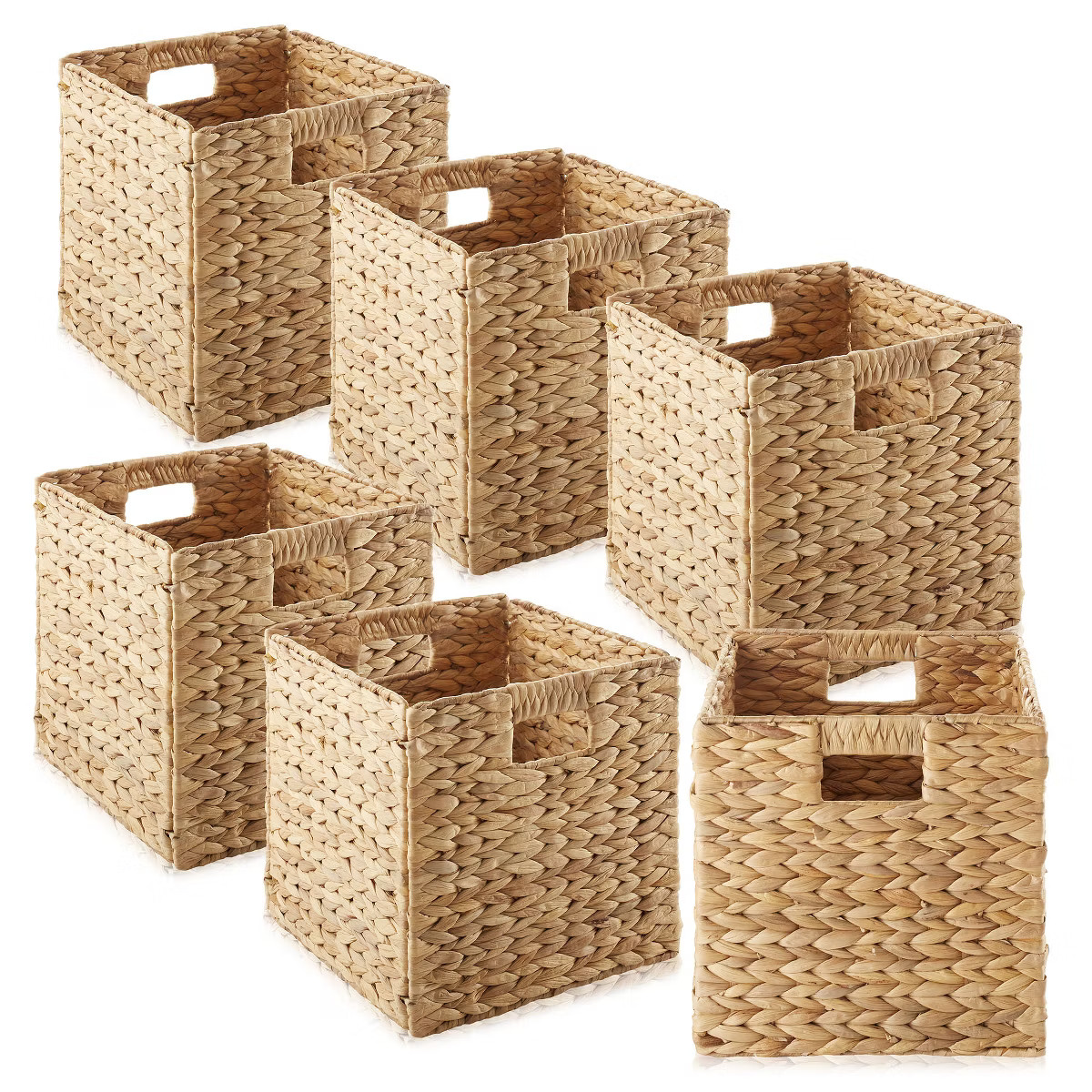 Casafield 10.5" x 10.5" Water Hyacinth Storage Baskets - Set of 2 Collapsible Cubes, Woven Bin Or... | Target