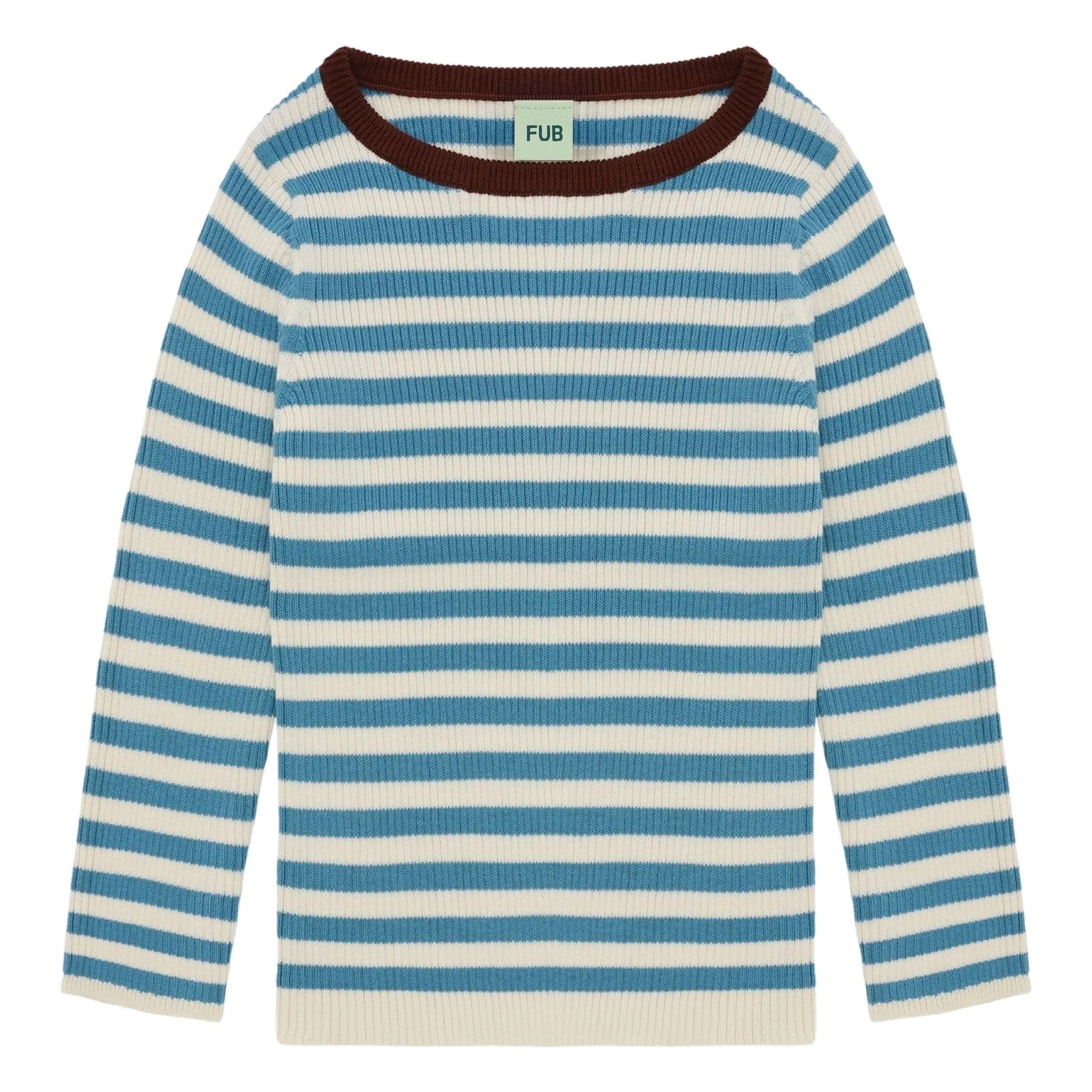 Gerippter Pullover aus Feinstrick Bio-Baumwolle | Azurblau | Smallable