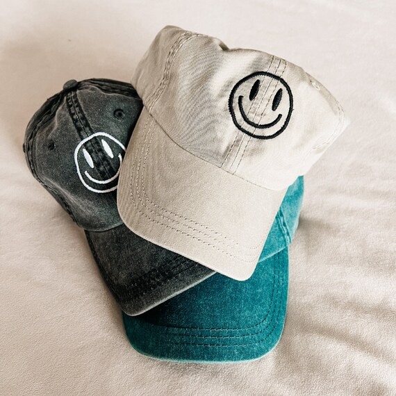 Embroidered Smiley Face Hat, Trendy 90s Smiley Face Baseball Cap, Womens Smiley Face Christian Ha... | Etsy (US)