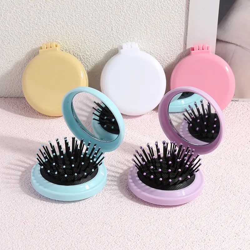 1pcs Folding Travel Mirror Hair Brush Round Folding Pocket Size Hair Brush Mini Hair Comb Compact... | Temu Affiliate Program