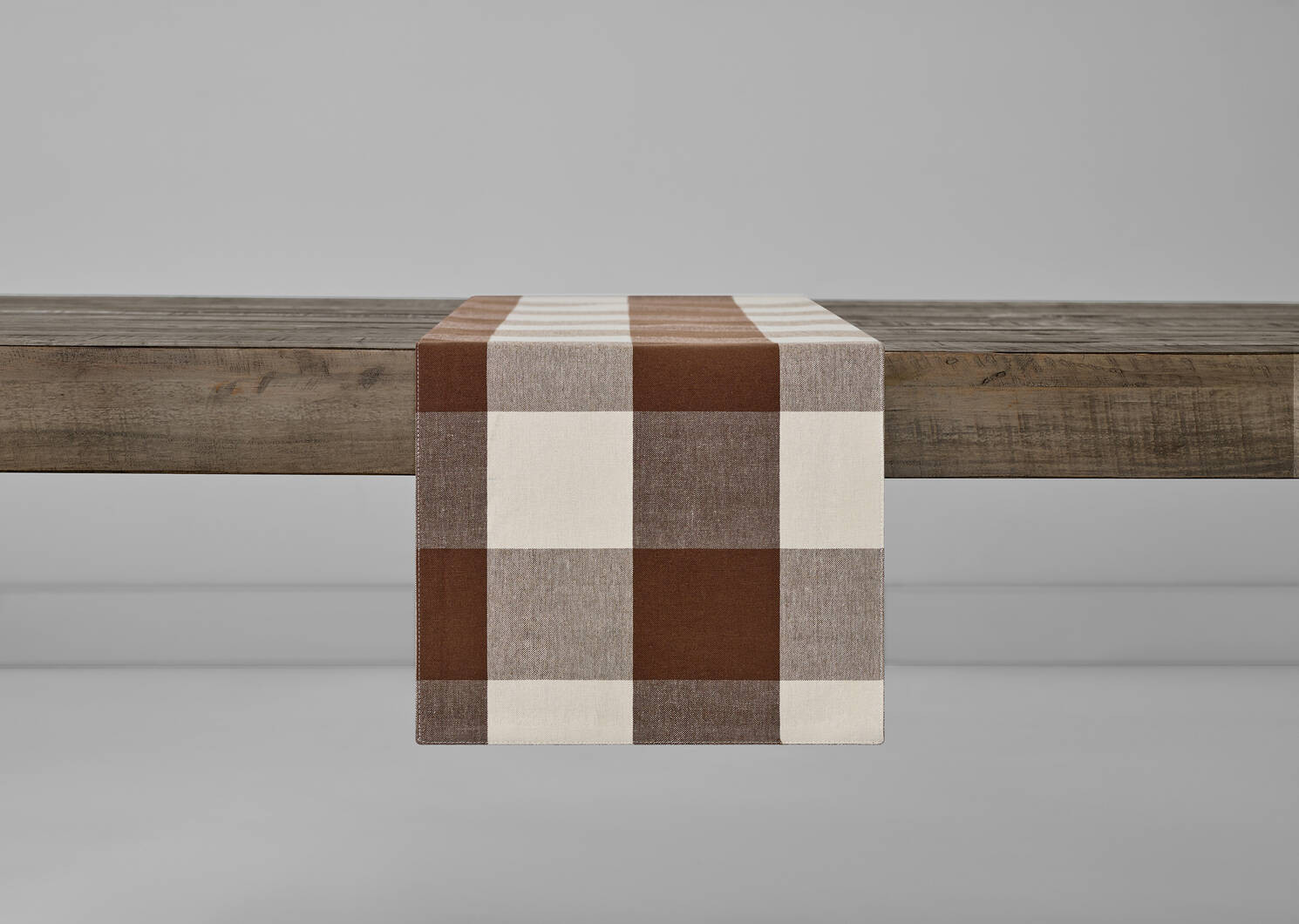 Maeve Check Table Runner Toffee/Sand | Urban Barn