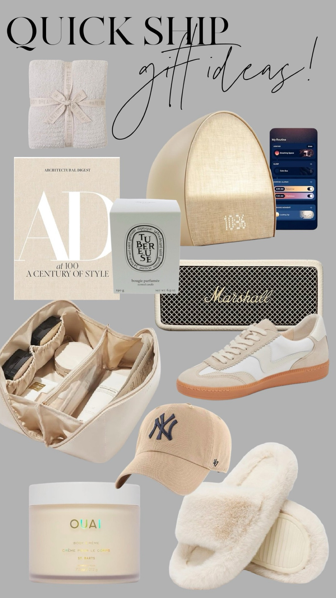 🎁 Quick Ship Gift Ideas for Her 🎁
Still looking for the perfect gift? These picks are sure to arrive in time for Christmas! From cozy slippers and blankets to beauty must-haves, bestselling books, candles, and chic gadgets like the Hatch alarm clock and Marshall Bluetooth speaker—there’s something here for every woman on your list.

Shop now and get it wrapped up just in time for the holidays! 🎄✨


#LastMinuteGifts #GiftGuideForHer #LTKGiftGuide #HolidayShopping #ChristmasGifts

#LTKShoeCrush #LTKGiftGuide #LTKHome