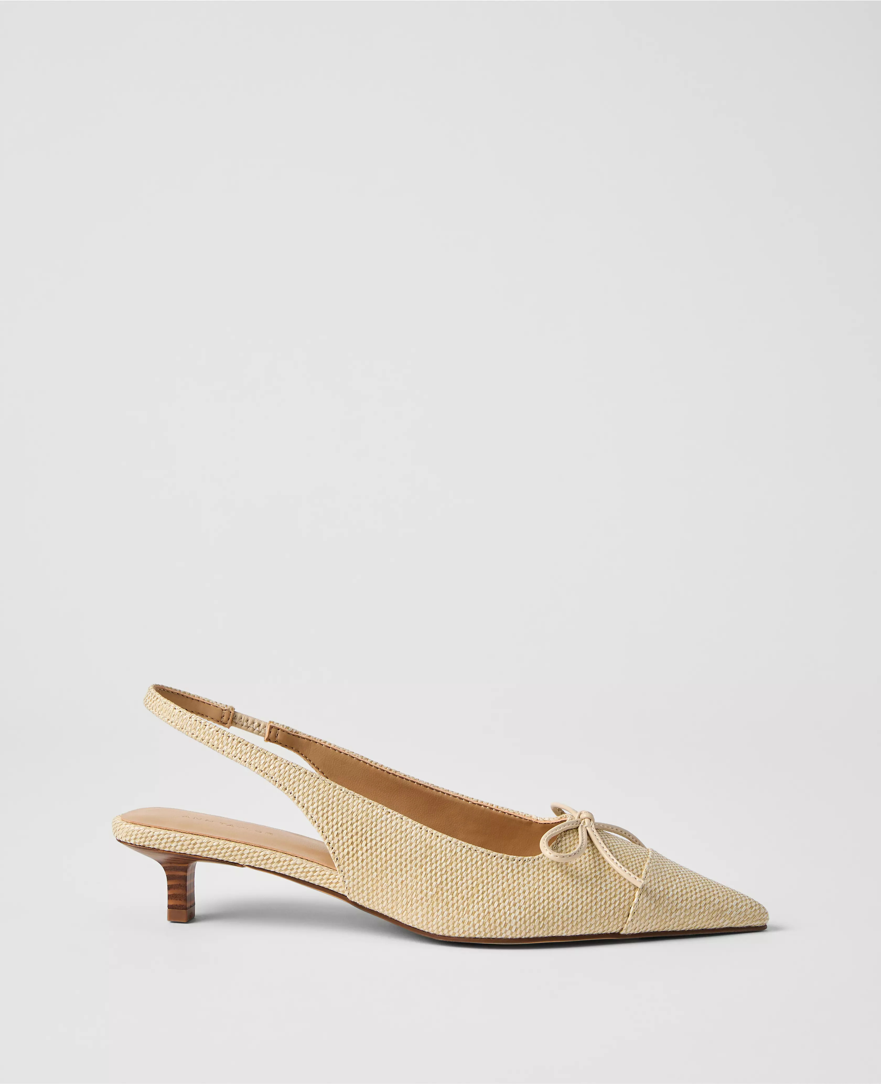 Straw Bow Kitten Heel Pump | Ann Taylor
