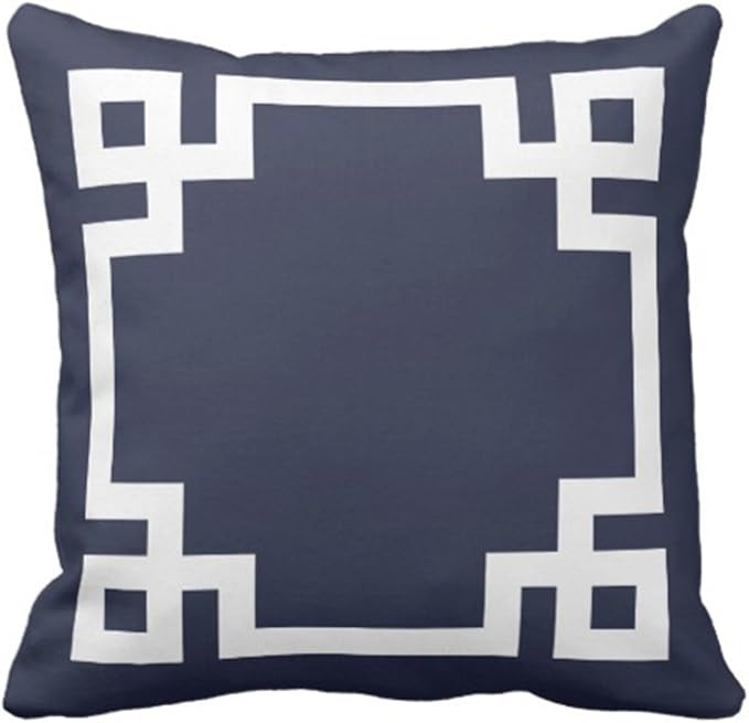 Emvency Throw Pillow Cover Cute Preppy Navy Blue and White Greek Key Girly Decorative Pillow Case... | Amazon (US)
