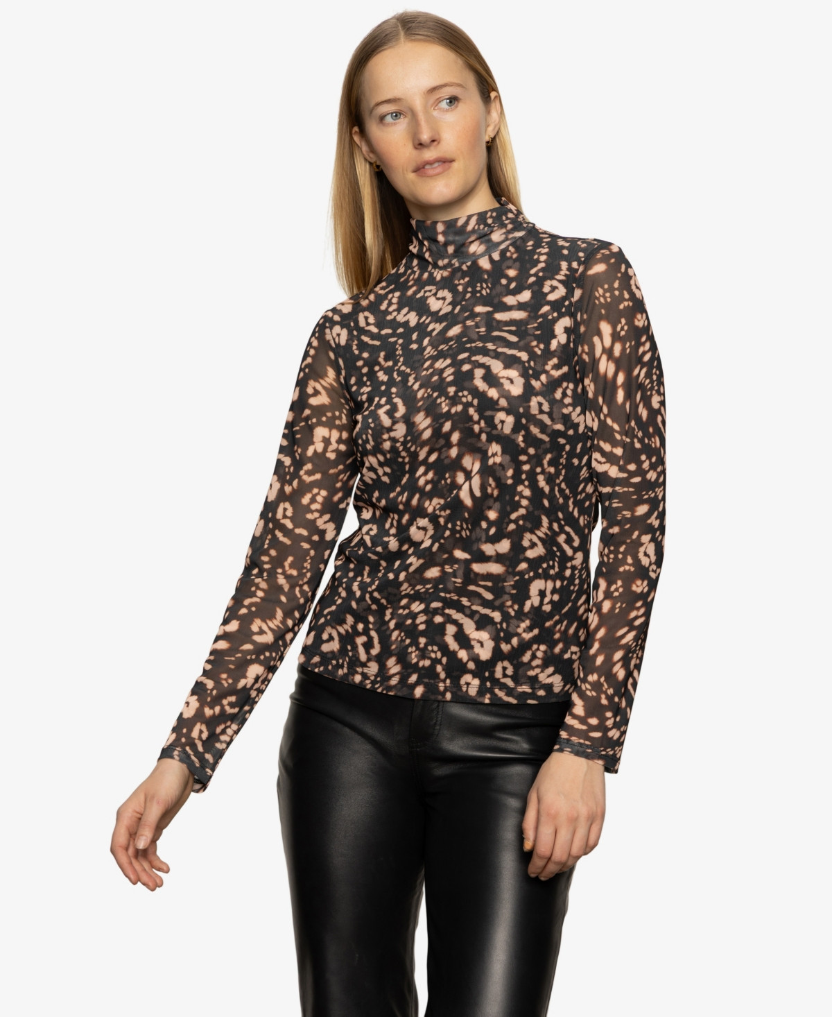 Sanctuary Women's Long Sleeve Mesh Mock Shirt - Nocturnal | Macy's