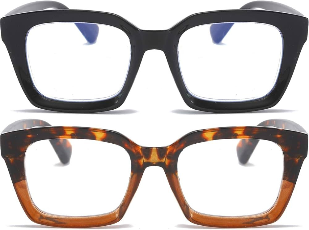 REAVEE 2 Pack Oprah Style Oversized Reading Glasses for Women Men Blue Light Blocking, Ladies Sty... | Amazon (US)