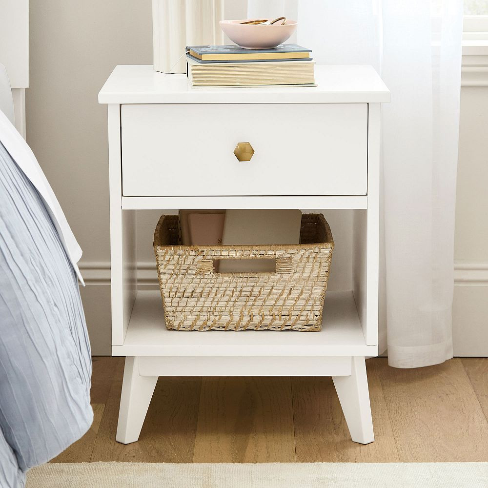 Keaton Simply White One Drawer Nightstand (18d") | Pottery Barn Teen