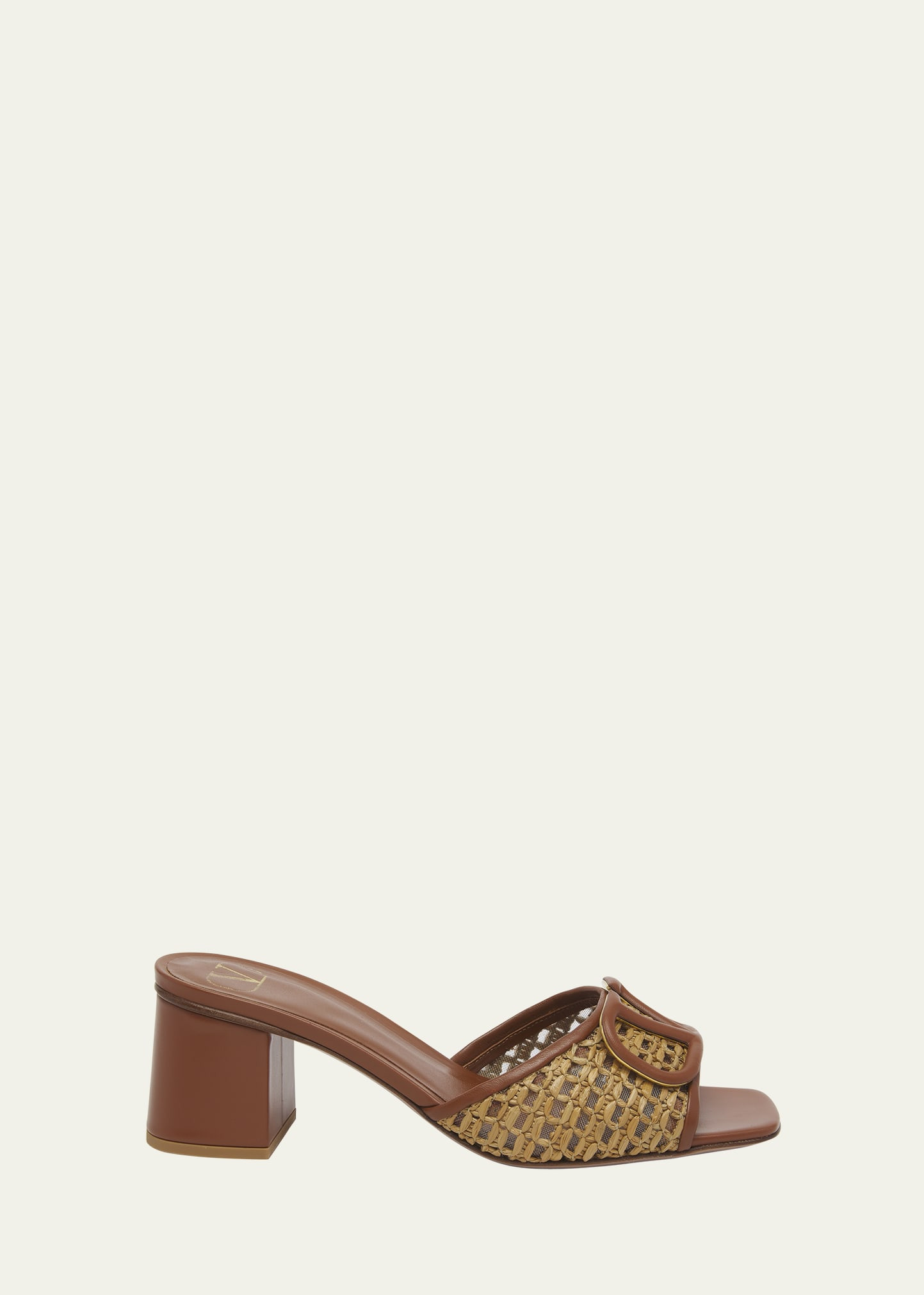 Valentino Garavani VLogo Medallion Raffia Slide Sandals | Bergdorf Goodman