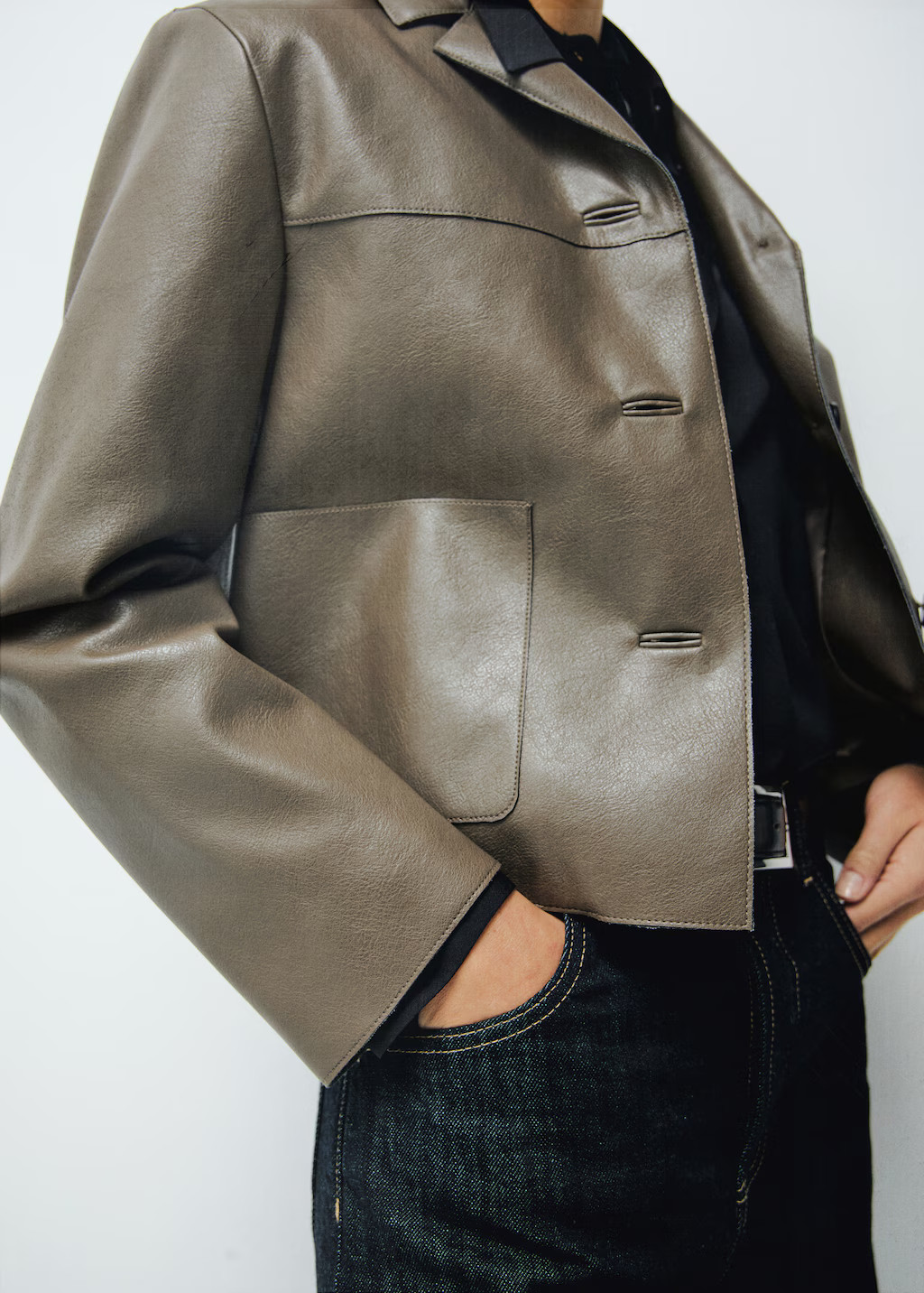 Faux-leather jacket with pockets | MANGO (UK)