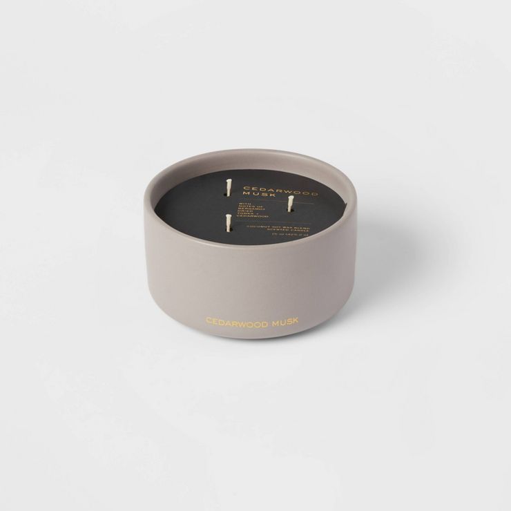 15oz Ceramic Jar 3-Wick Black Label Cedarwood Musk Candle - Threshold™ | Target