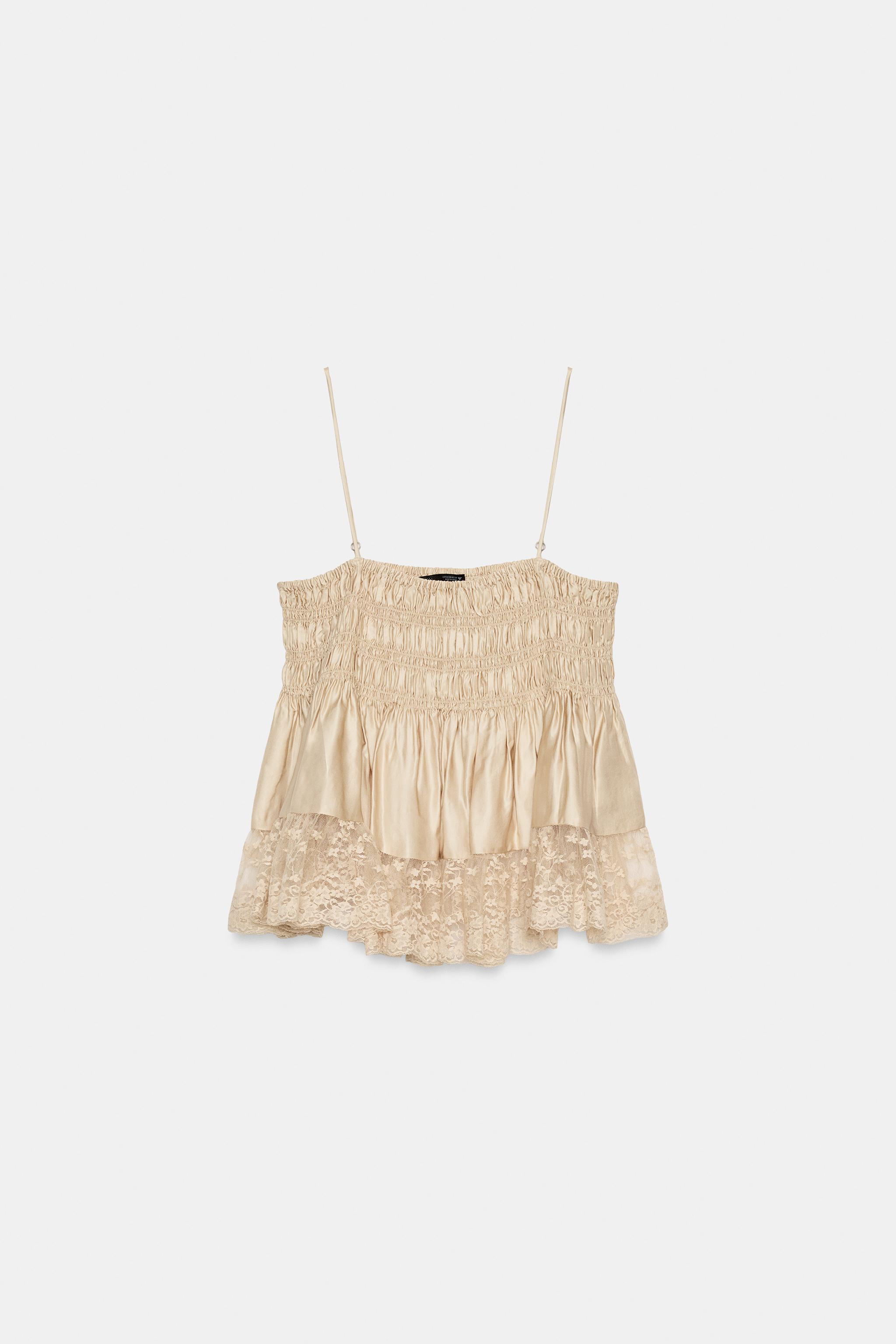 SATIN EFFECT LACE TOP | Zara US