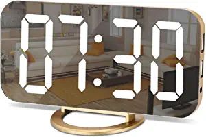 SZELAM Digital Alarm Clock,LED and Mirror Desk Clock Large Display,with Dual USB Charger Ports,3 ... | Amazon (US)