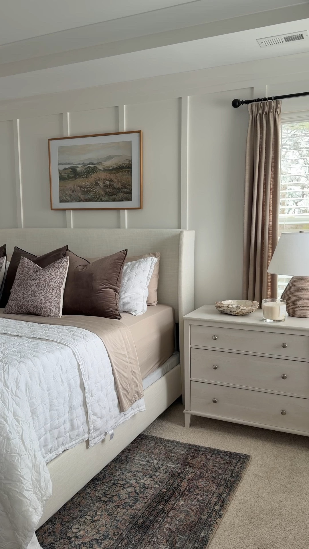 Modern Classic bedroom, bedding, neutral bedding, coastal bedroom, bedroom accent wall, master bedroom,
Primary bedroom, bedroom design 

#LTKHome #LTKmomlife