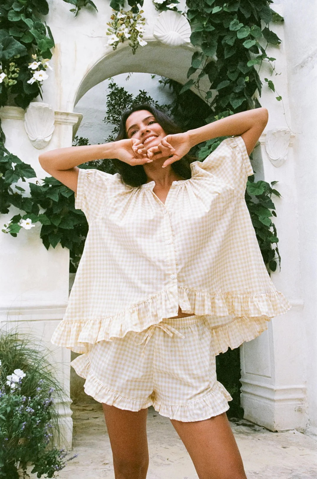 Sophie Sleep Set - Cotton - Gingham Yellow | Piyama US