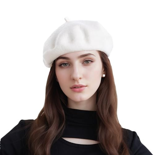 HengwoYS Women's Beret Hats – Chic French Berets for Women, Premium Wool Beret – A Classic Wardrobe Addition for Stylish Women White | Amazon (US)
