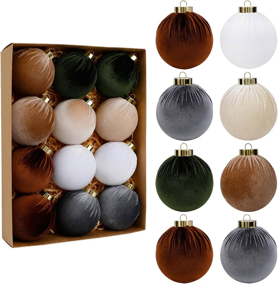 SUPREME XMAS 12 Pcs Christmas Tree Ornaments Set, 80mm/3.15in Large Velvet Christmas Ornaments fo... | Amazon (US)