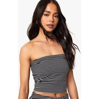 Womens Striped Bandeau Top - Black - 10 | boohoo (US & Canada)