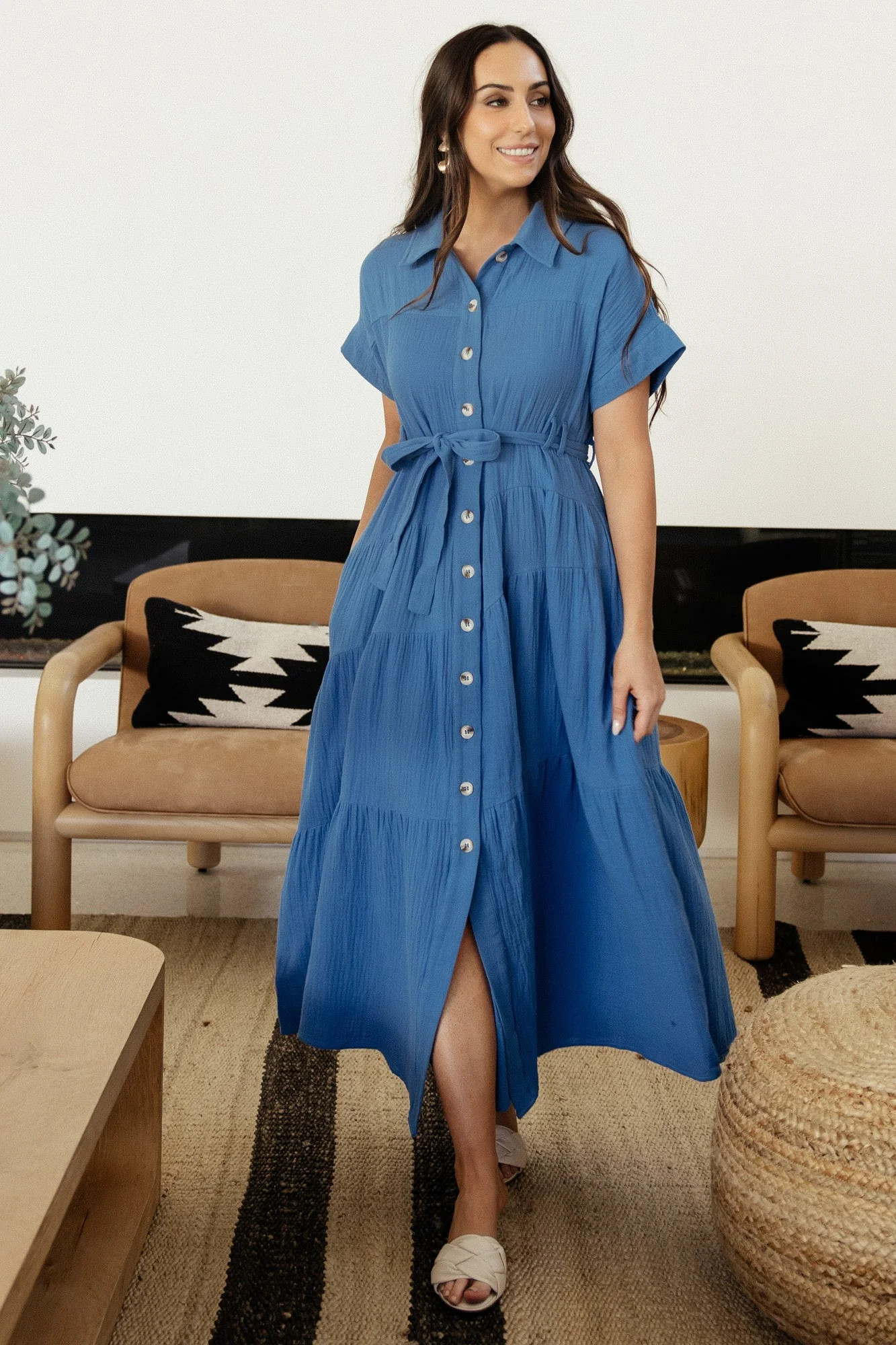 Aizey Button Up Maxi Dress | Blue | Baltic Born