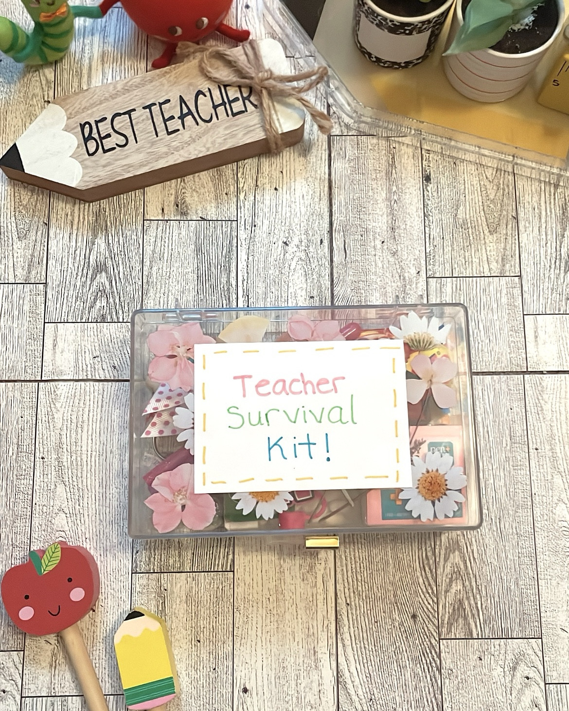 Teacher Appreciation Day Gift Idea! 

Every teacher would want a “survival kit” to help them through the tough days of the last month of school. Fill it with treats and items with special meanings. 

Follow me on Instagram to watch an entire reel where I break it down for you: @mscraftyteacher 

#LTKTravel #LTKselfcare #LTKfoodie