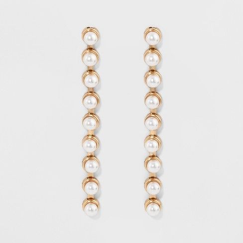 Linear Drop Pearl Earrings - A New Day™ Gold/White | Target
