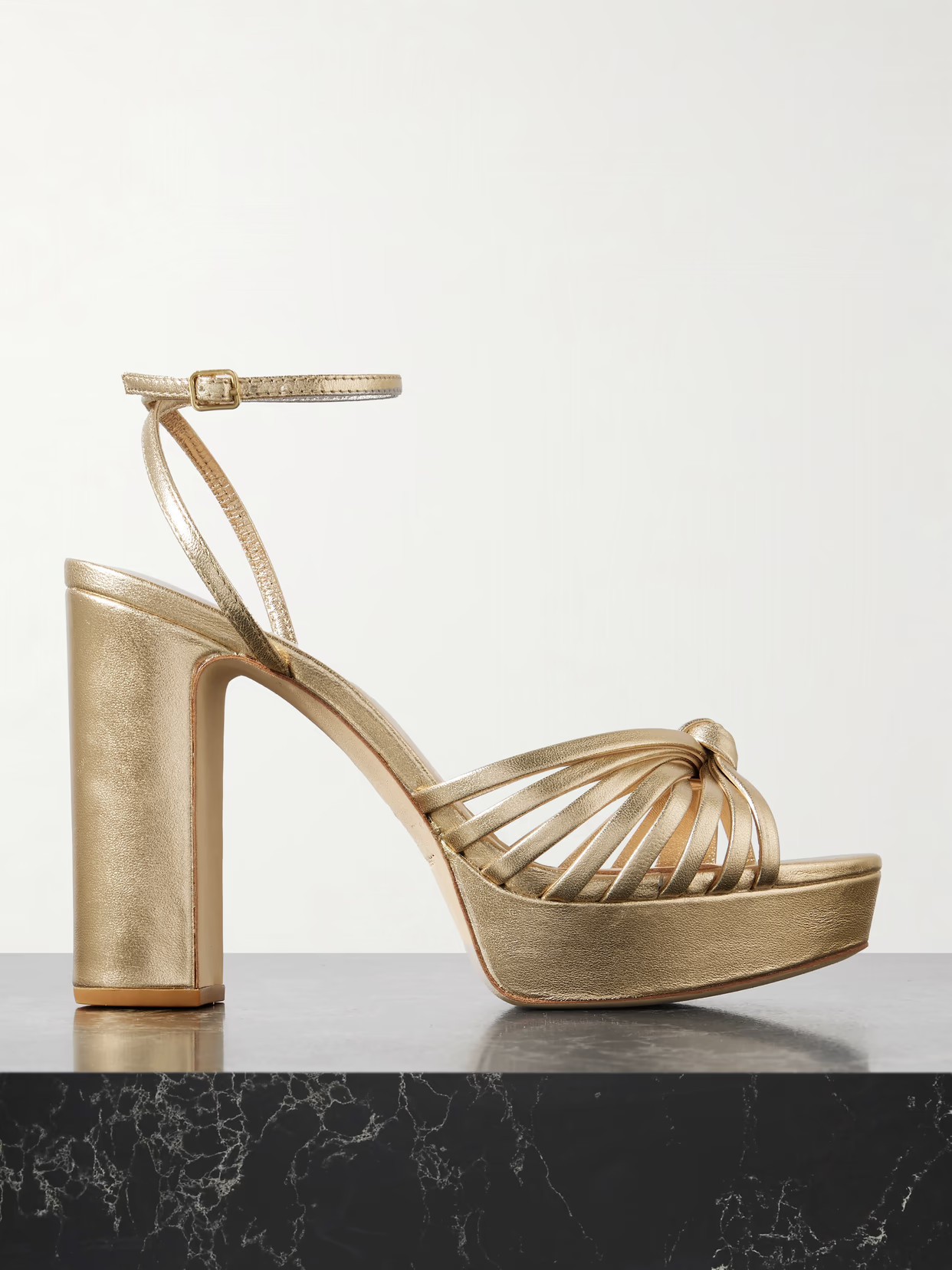 Loeffler Randall - Rivka Knotted Metallic Leather Sandals - Gold | NET-A-PORTER (US)