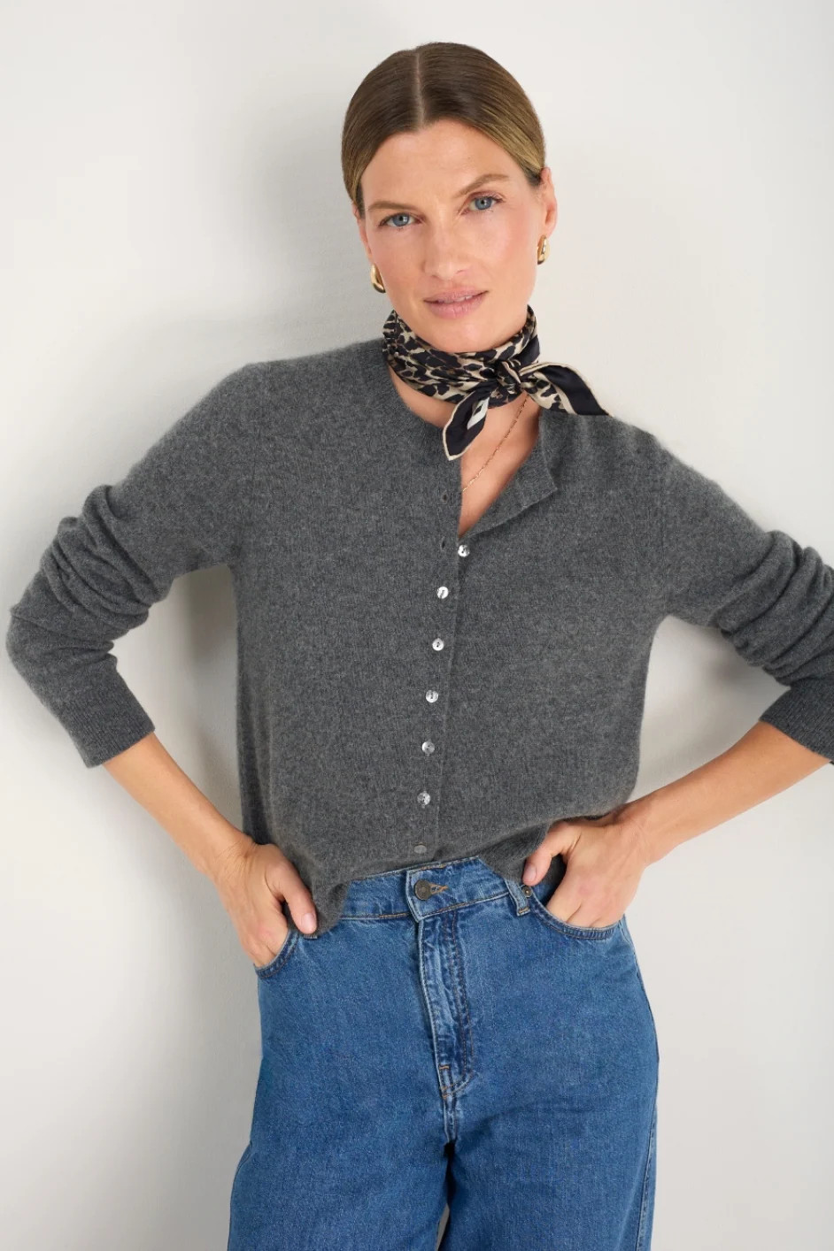 Katie Cashmere Cardigan - Grey Marl | WYSE London