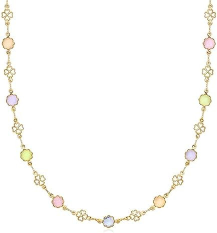 Barzel 18K Gold Plated Multicolor Flower Necklace for Women, 16-24 Inches With 2 Inches Extension... | Amazon (US)