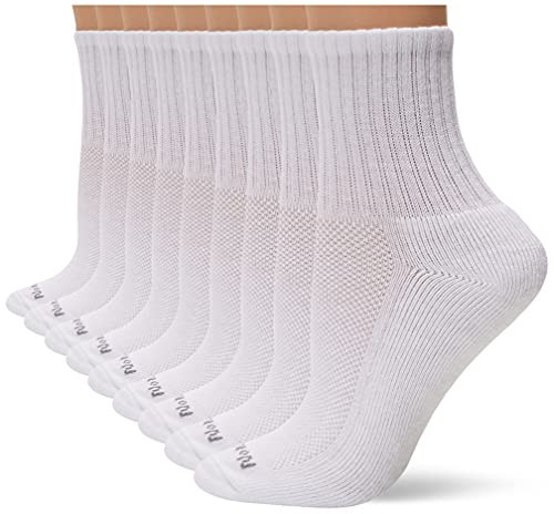 No nonsense womens Soft & Breathable Cushioned Mini Crew Running Socks, White - 9 Pair Pack, 4 10 US | Amazon (US)