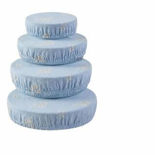 Dusty Blue Cotton Blend Kitchen Bowl Covers with Breathable Embroidered Floral Design, Elastic, Set of 4 | The Home Depot