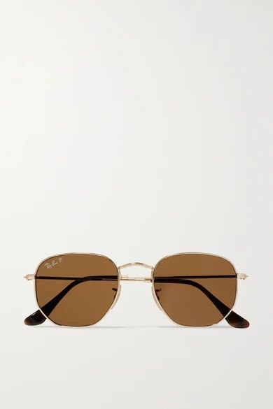 Ray-Ban - Hexagon-frame Polarized Gold-tone Sunglasses | NET-A-PORTER (US)