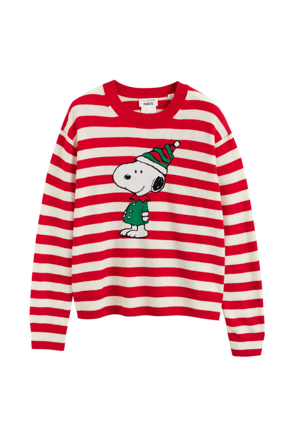 Red  Wool-Cashmere Snoopy Christmas Elf Sweater | Chinti & Parker