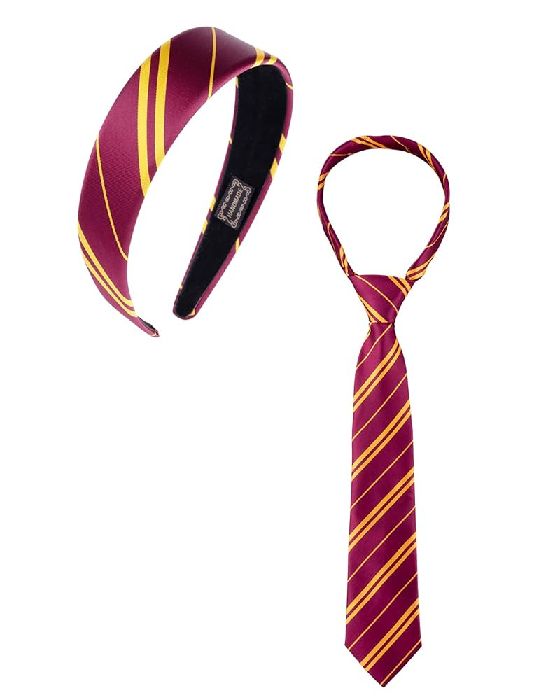 Halloween Costume Accessories Women Vivid Burgundy Red and Yellow Stripe Headband Tie Adult Cospl... | Amazon (US)