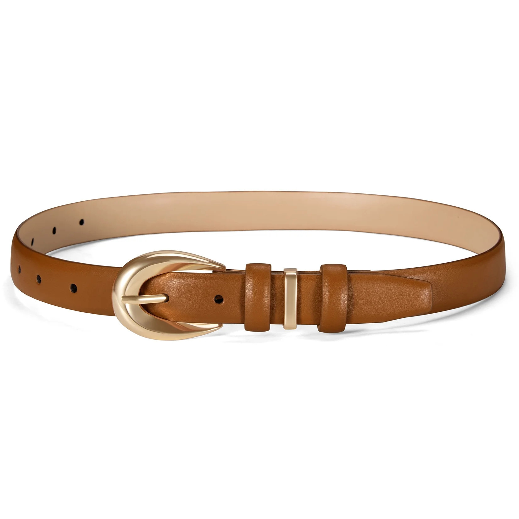 Fianmy Women Skinny Leather Belt with Gold Buckle, Ladies Faux Leather Belts for Jeans Pants Dres... | Walmart (US)