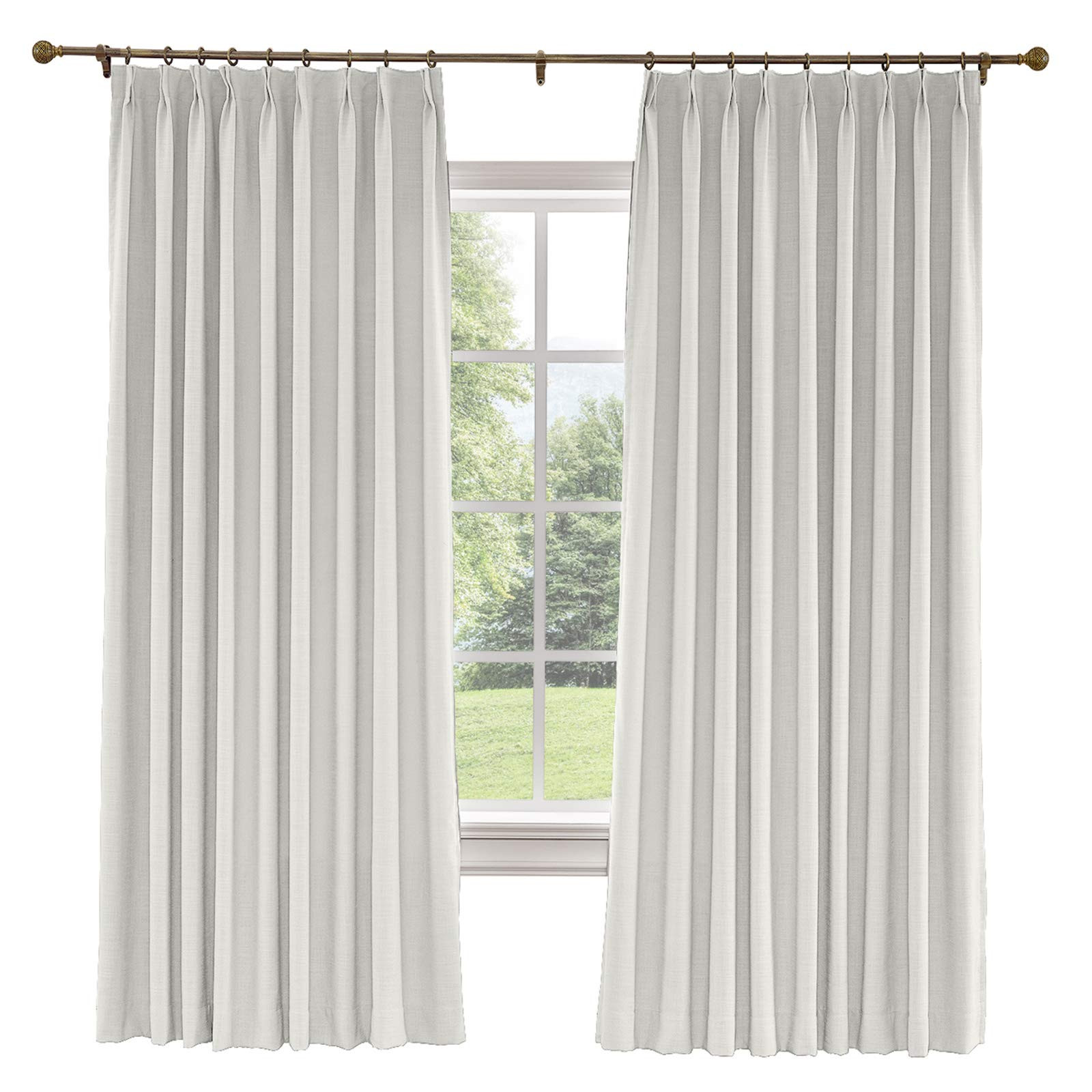 TWOPAGES 100% Blackout Pinch Pleat Curtain, Sliding Door Bedroom Faux Linen Textured Window Curtain, | Amazon (US)